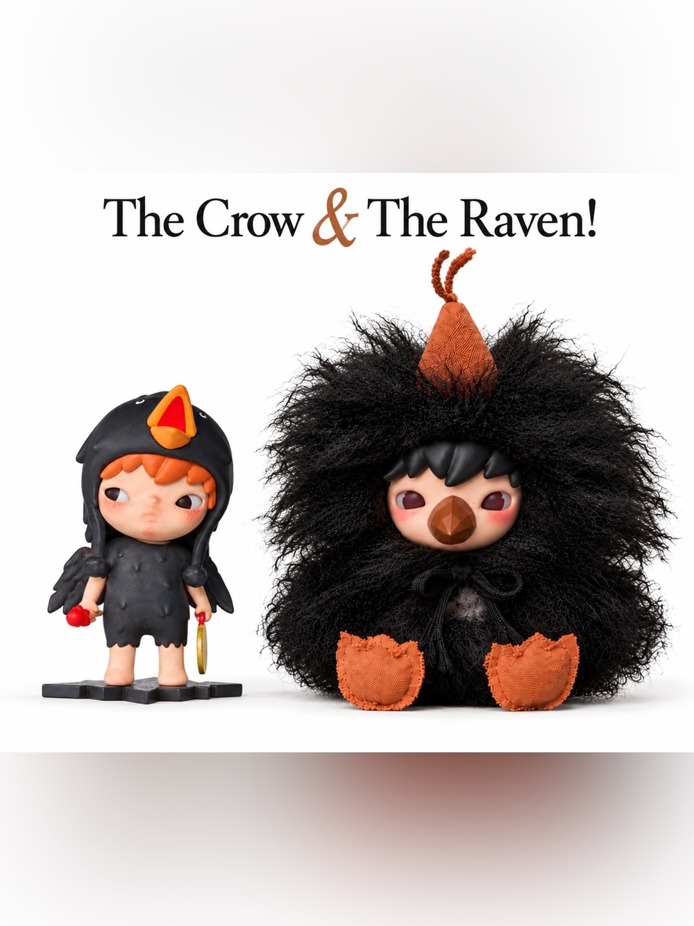 BUNDLE! Hirono Backlit Messenger Plush Pendant & The Crow Figurine!